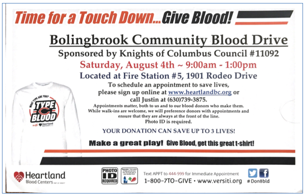 Come On Out and Support Our August Blood Drive
