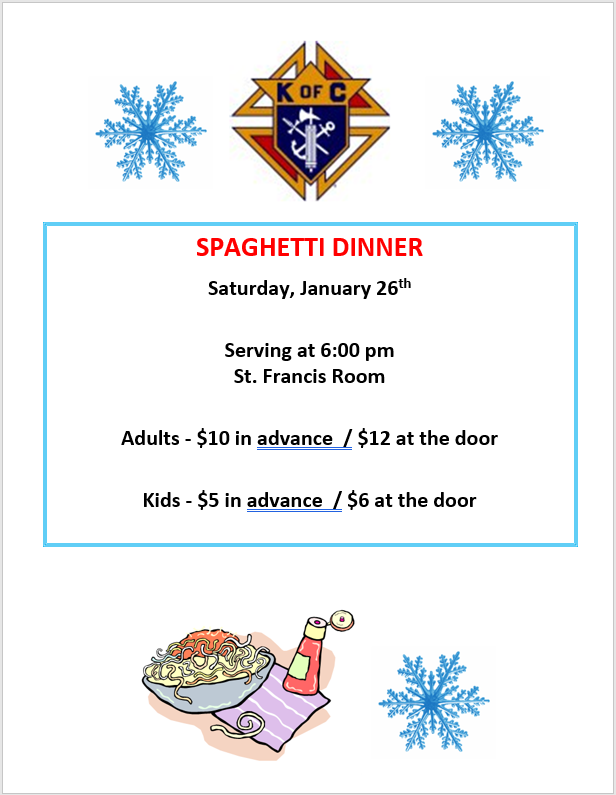 Spaghetti Dinner Tickets Now Available Online