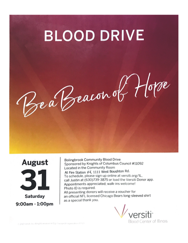 Come On Out for the August Blood Drive!