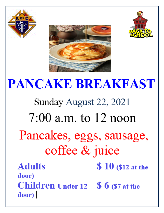 Come On Out for Our August Back to School Pancake Breakfast!