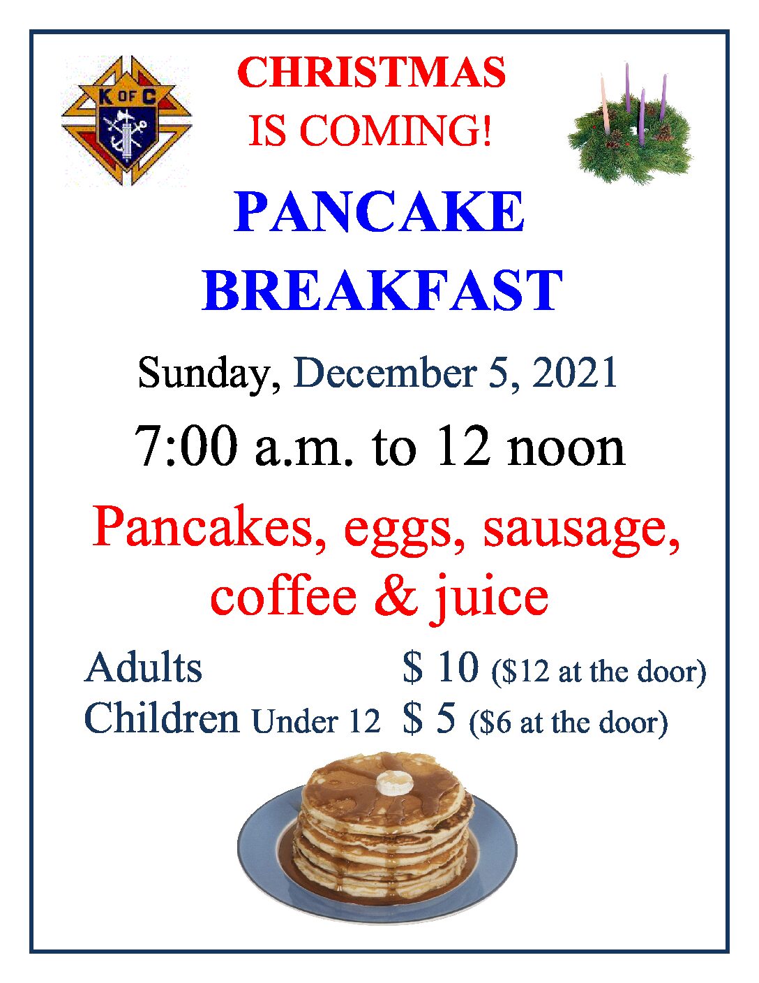 December 2021 Pancake Breakfast